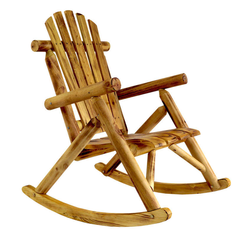 Millwood Pines Amayah Solid Pine Wood Patio Rocking Chair Wayfair